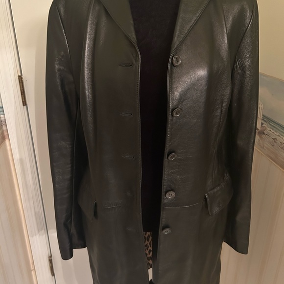 DOLCE & GABBANA VINTAGE Black Leather Coat 44 AUTHENTIC EXCELLENT CONDITION - Picture 8 of 8